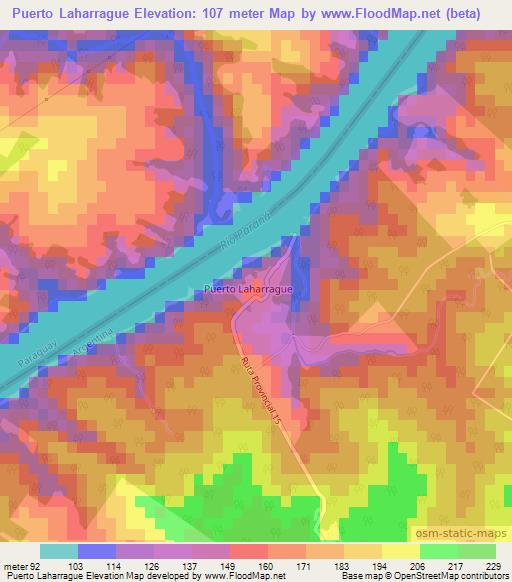 Puerto Laharrague,Argentina Elevation Map