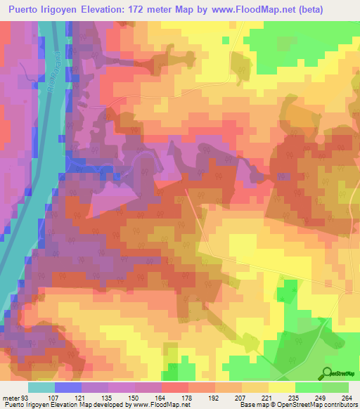 Puerto Irigoyen,Argentina Elevation Map