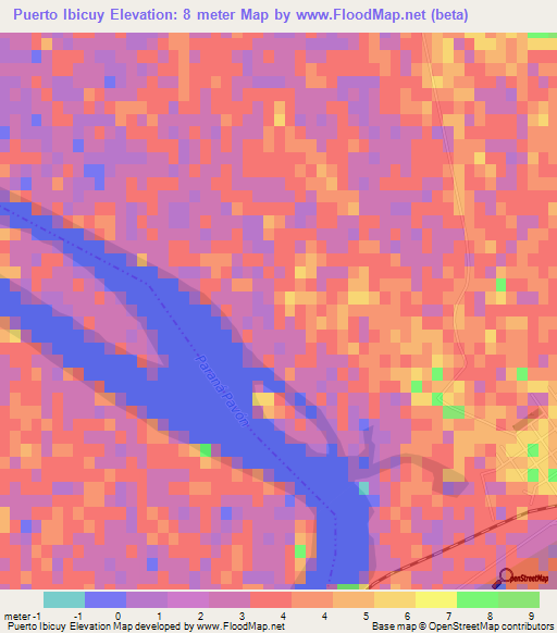 Puerto Ibicuy,Argentina Elevation Map