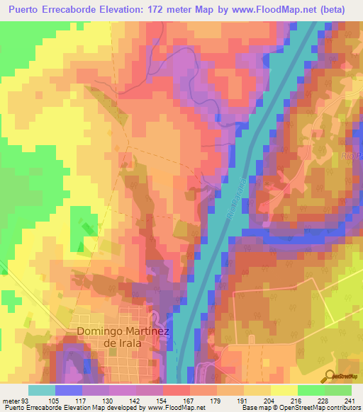 Puerto Errecaborde,Argentina Elevation Map