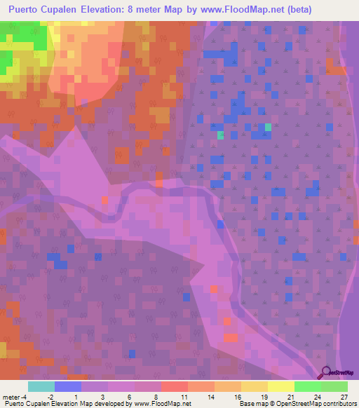 Puerto Cupalen,Argentina Elevation Map
