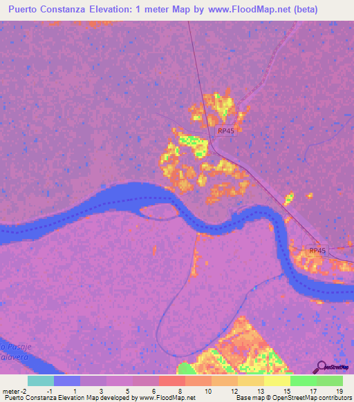 Puerto Constanza,Argentina Elevation Map