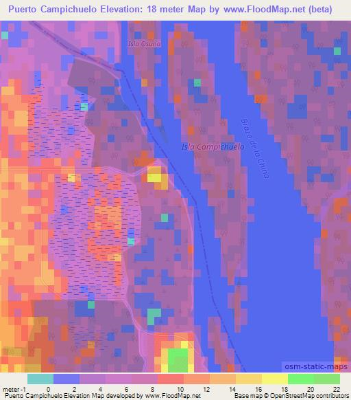 Puerto Campichuelo,Argentina Elevation Map