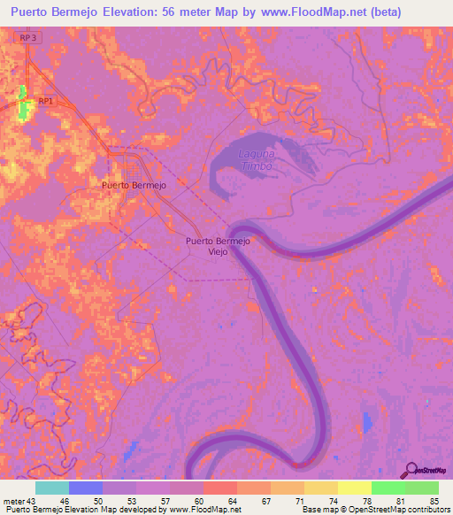 Puerto Bermejo,Argentina Elevation Map