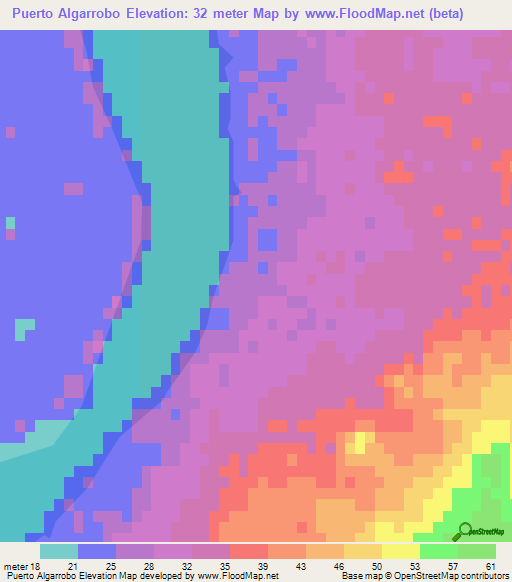 Puerto Algarrobo,Argentina Elevation Map