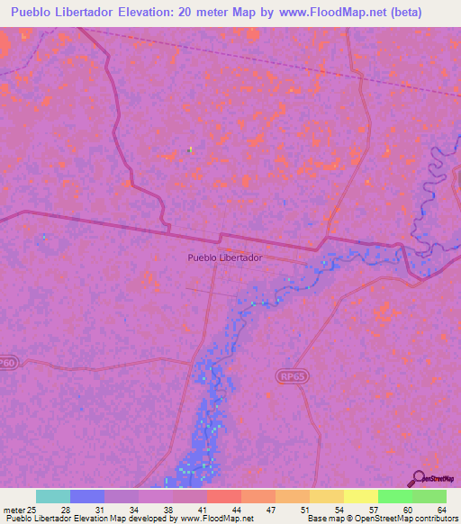 Pueblo Libertador,Argentina Elevation Map