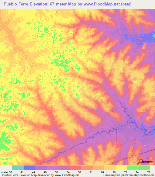 Pueblo Ferre,Argentina Elevation Map