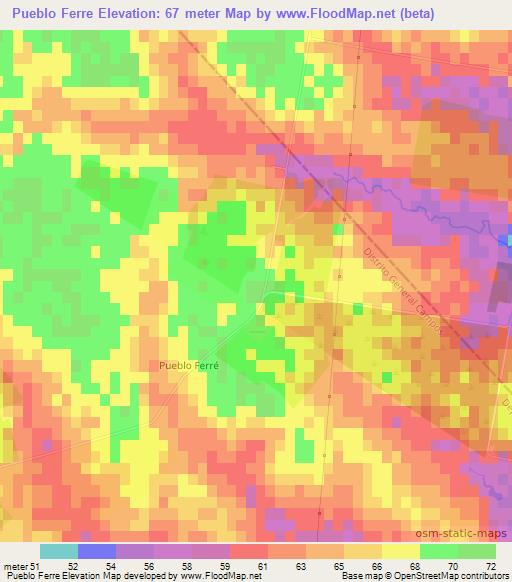 Pueblo Ferre,Argentina Elevation Map