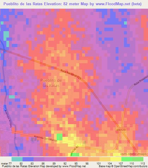 Pueblito de las Ratas,Argentina Elevation Map