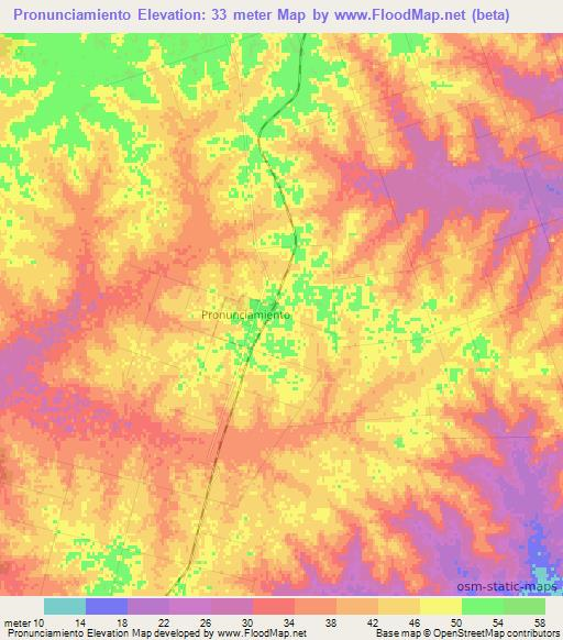 Pronunciamiento,Argentina Elevation Map