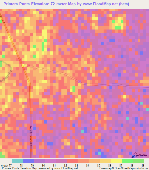 Primera Punta,Argentina Elevation Map