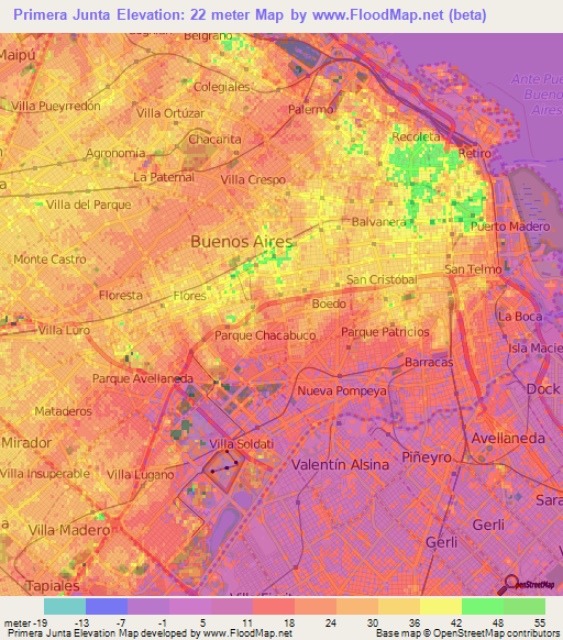 Primera Junta,Argentina Elevation Map
