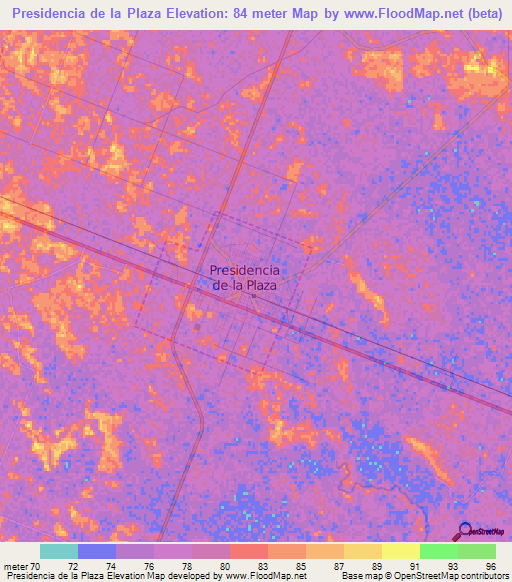 Presidencia de la Plaza,Argentina Elevation Map