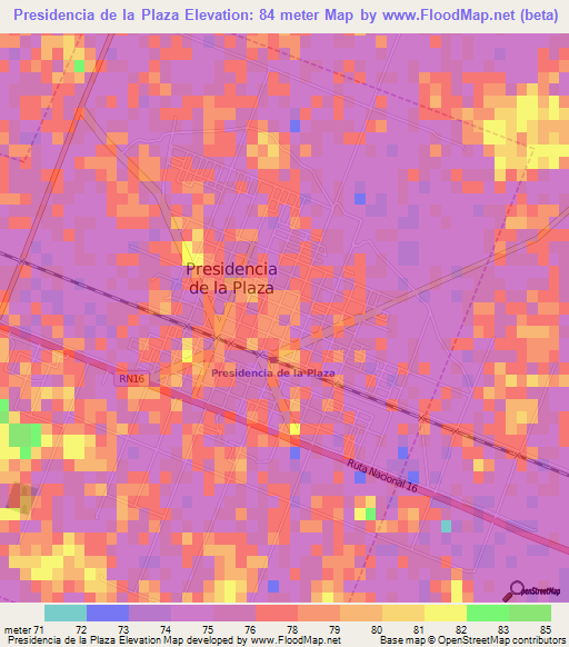 Presidencia de la Plaza,Argentina Elevation Map