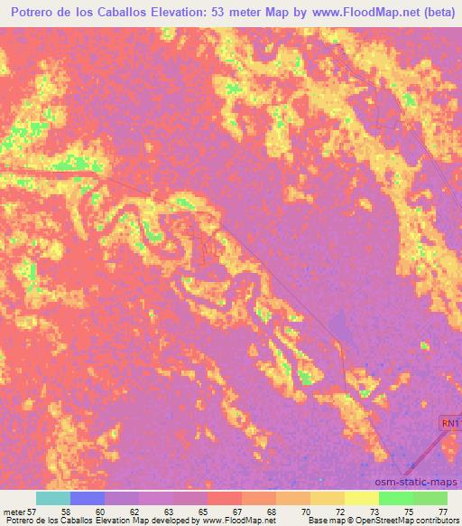 Potrero de los Caballos,Argentina Elevation Map