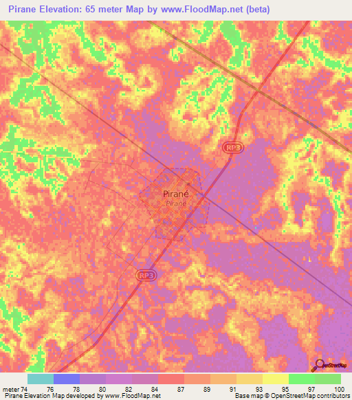 Pirane,Argentina Elevation Map