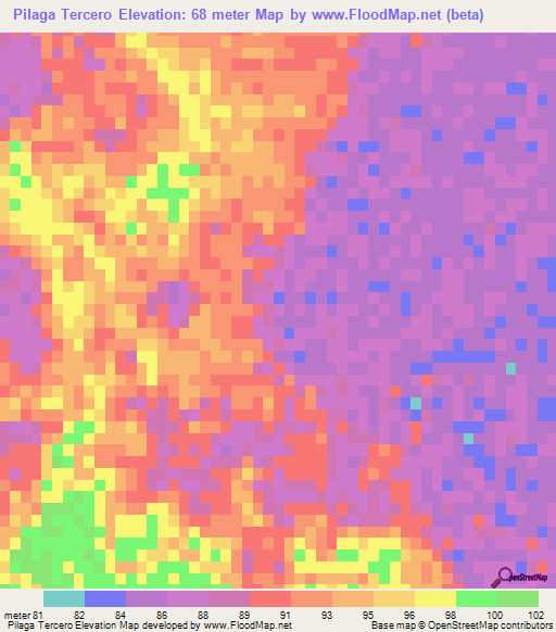 Pilaga Tercero,Argentina Elevation Map