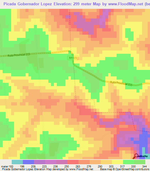 Picada Gobernador Lopez,Argentina Elevation Map