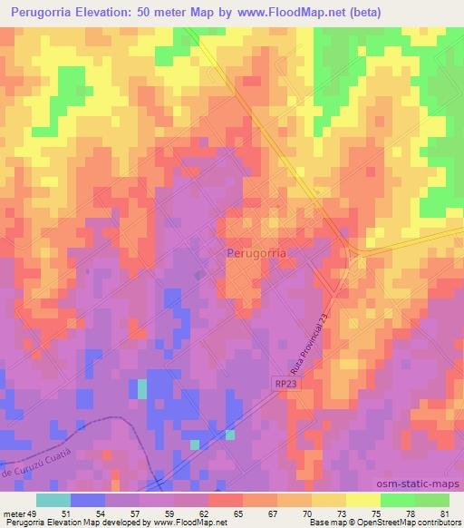 Perugorria,Argentina Elevation Map