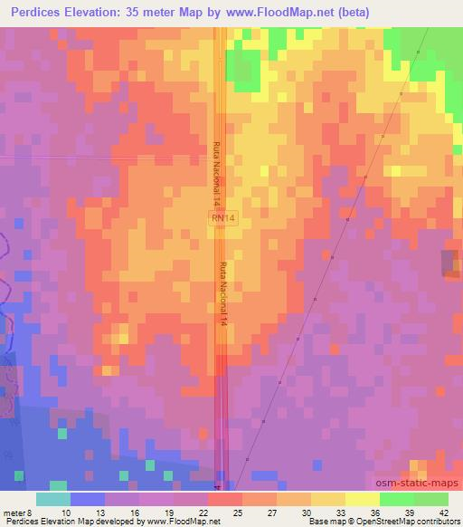 Perdices,Argentina Elevation Map