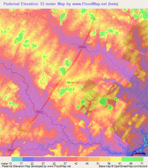 Pedernal,Argentina Elevation Map