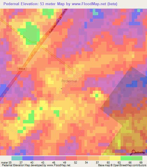 Pedernal,Argentina Elevation Map
