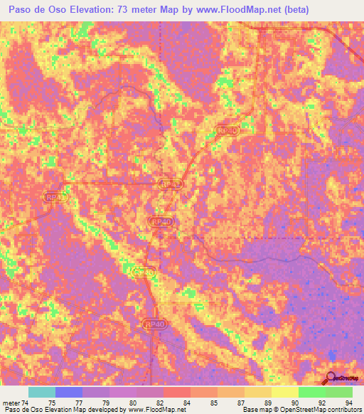 Paso de Oso,Argentina Elevation Map