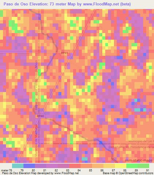 Paso de Oso,Argentina Elevation Map