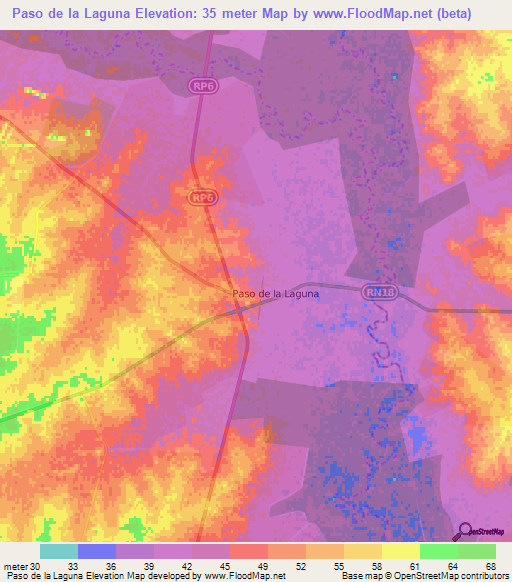 Paso de la Laguna,Argentina Elevation Map