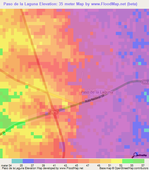 Paso de la Laguna,Argentina Elevation Map