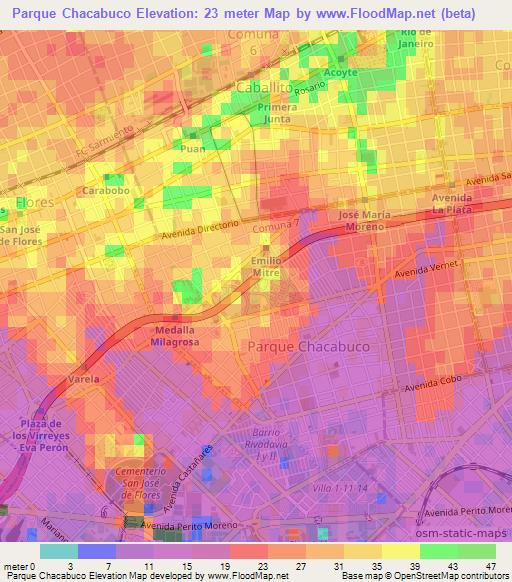 Parque Chacabuco,Argentina Elevation Map