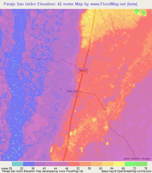Paraje San Isidro,Argentina Elevation Map