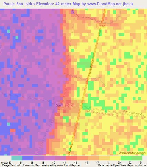 Paraje San Isidro,Argentina Elevation Map