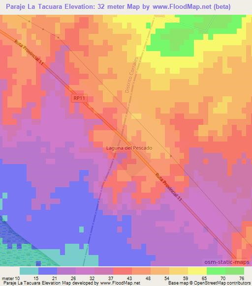 Paraje La Tacuara,Argentina Elevation Map