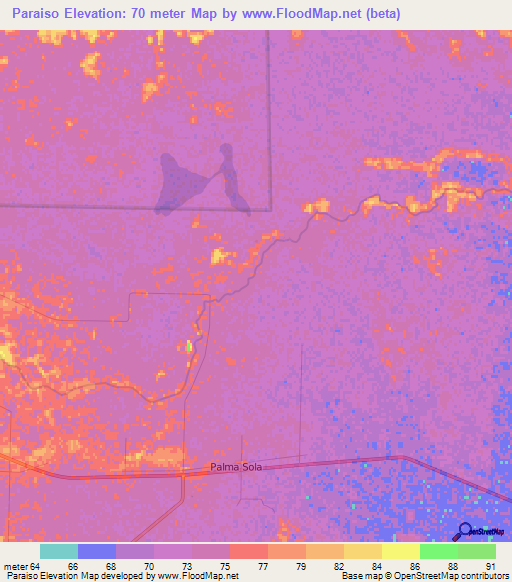 Paraiso,Argentina Elevation Map
