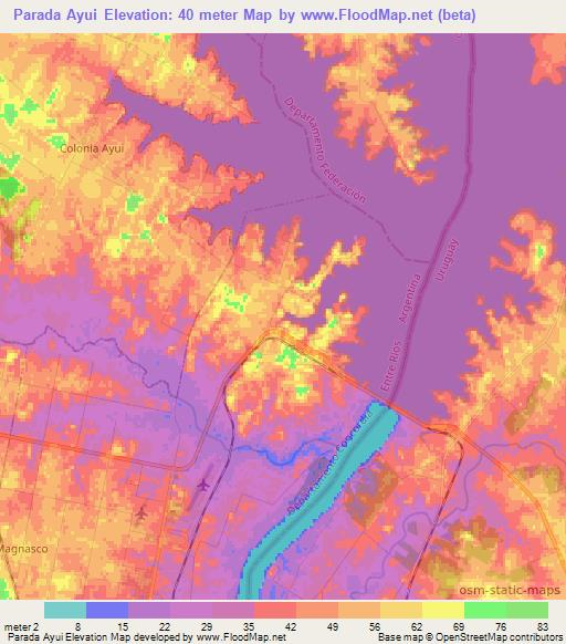 Parada Ayui,Argentina Elevation Map