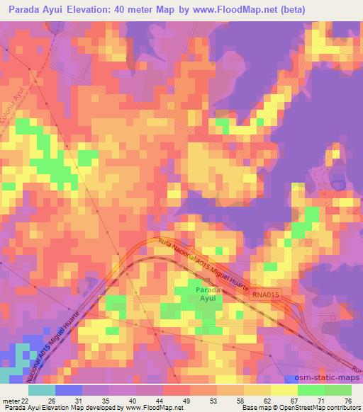 Parada Ayui,Argentina Elevation Map