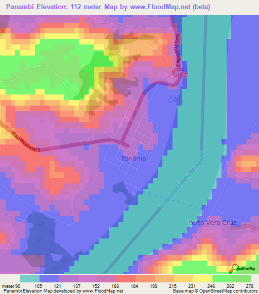 Panambi,Argentina Elevation Map