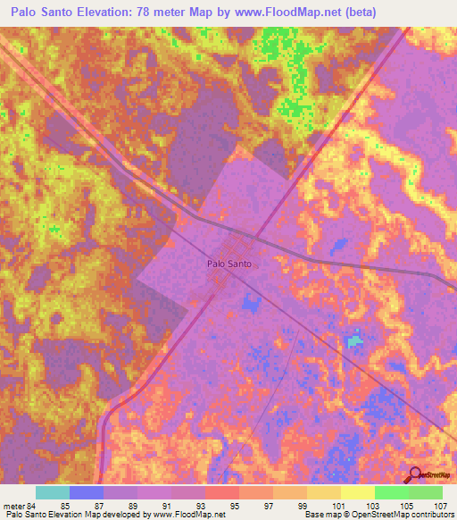 Palo Santo,Argentina Elevation Map