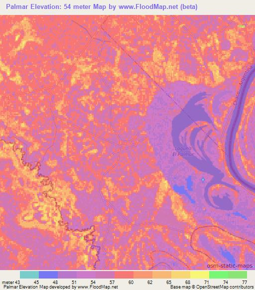 Palmar,Argentina Elevation Map