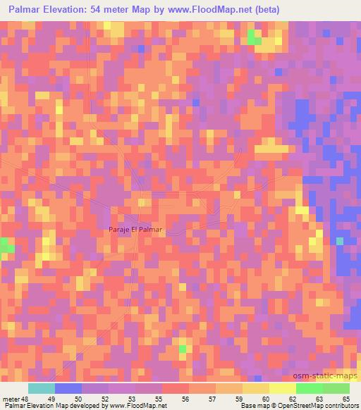 Palmar,Argentina Elevation Map