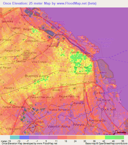 Once,Argentina Elevation Map