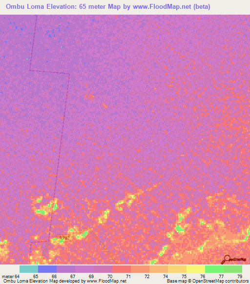 Ombu Loma,Argentina Elevation Map
