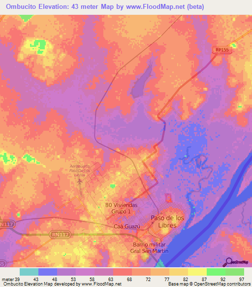 Ombucito,Argentina Elevation Map