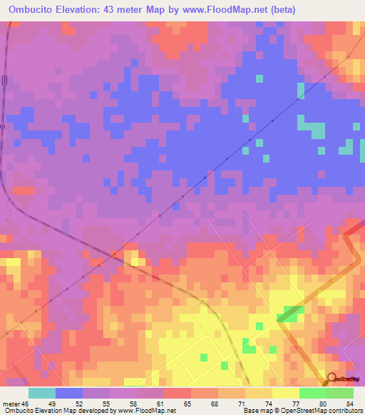 Ombucito,Argentina Elevation Map