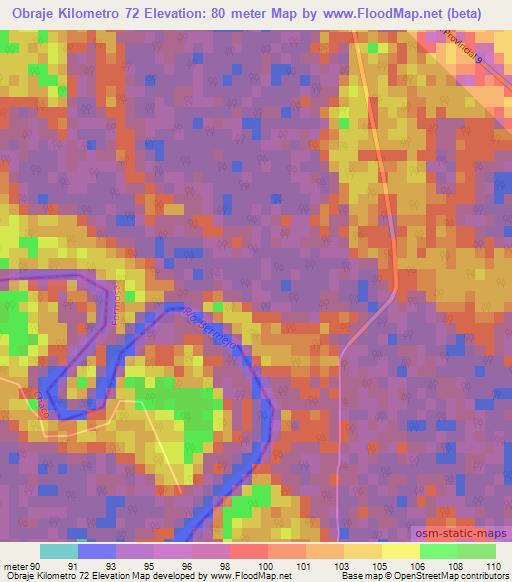 Obraje Kilometro 72,Argentina Elevation Map