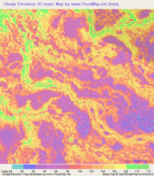 Obraje,Argentina Elevation Map
