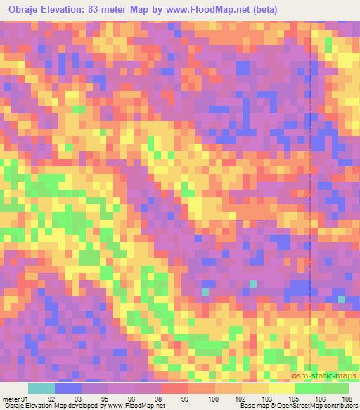 Obraje,Argentina Elevation Map