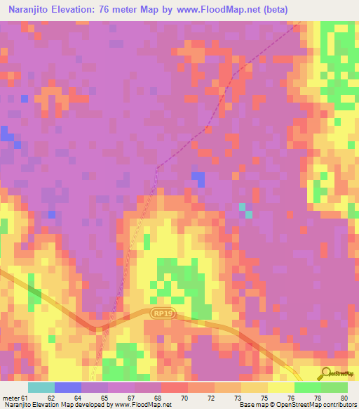 Naranjito,Argentina Elevation Map