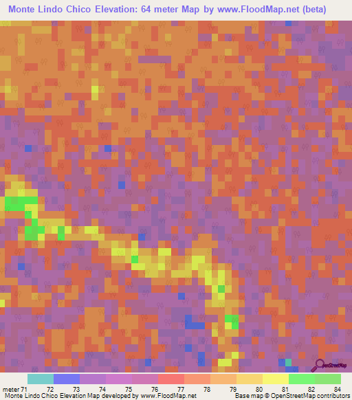Monte Lindo Chico,Argentina Elevation Map
